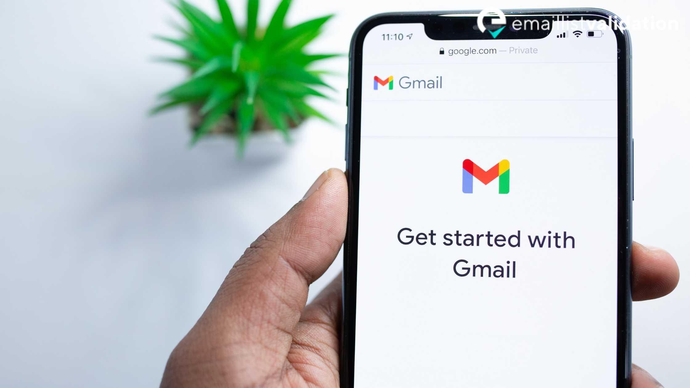 "Get started with Gmail" on a phone screen