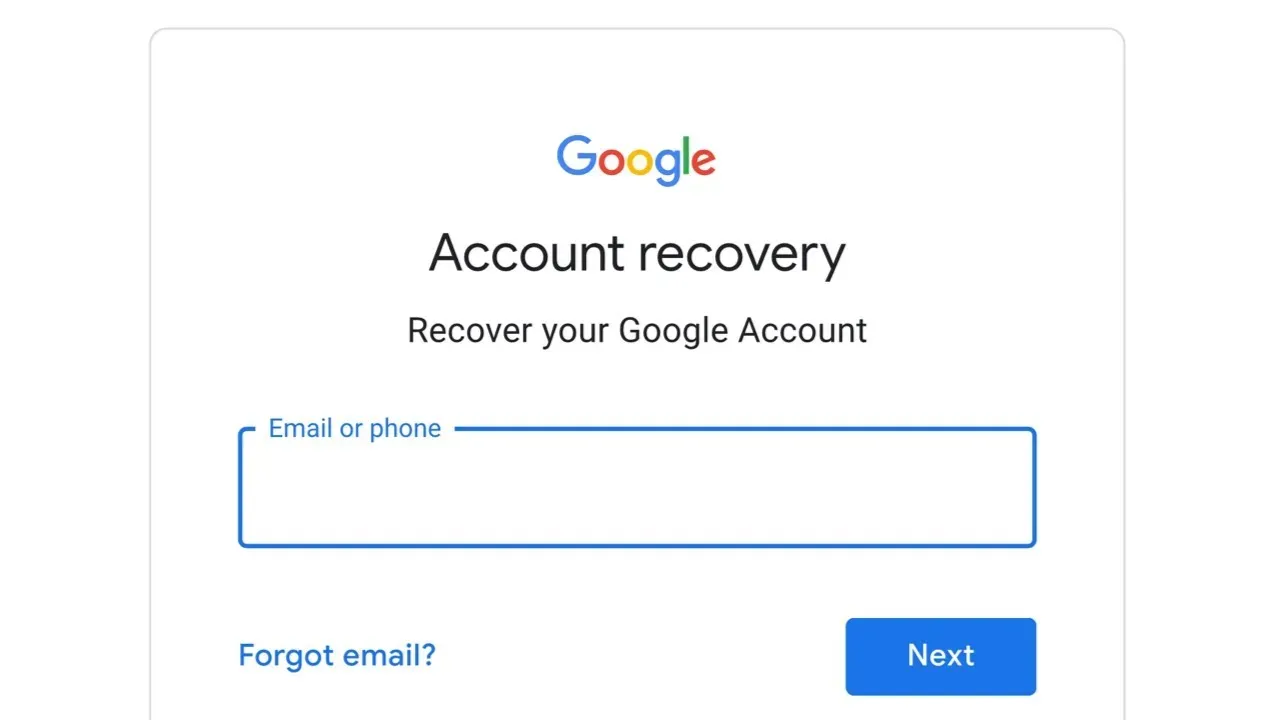 google account recovery page verify identity email