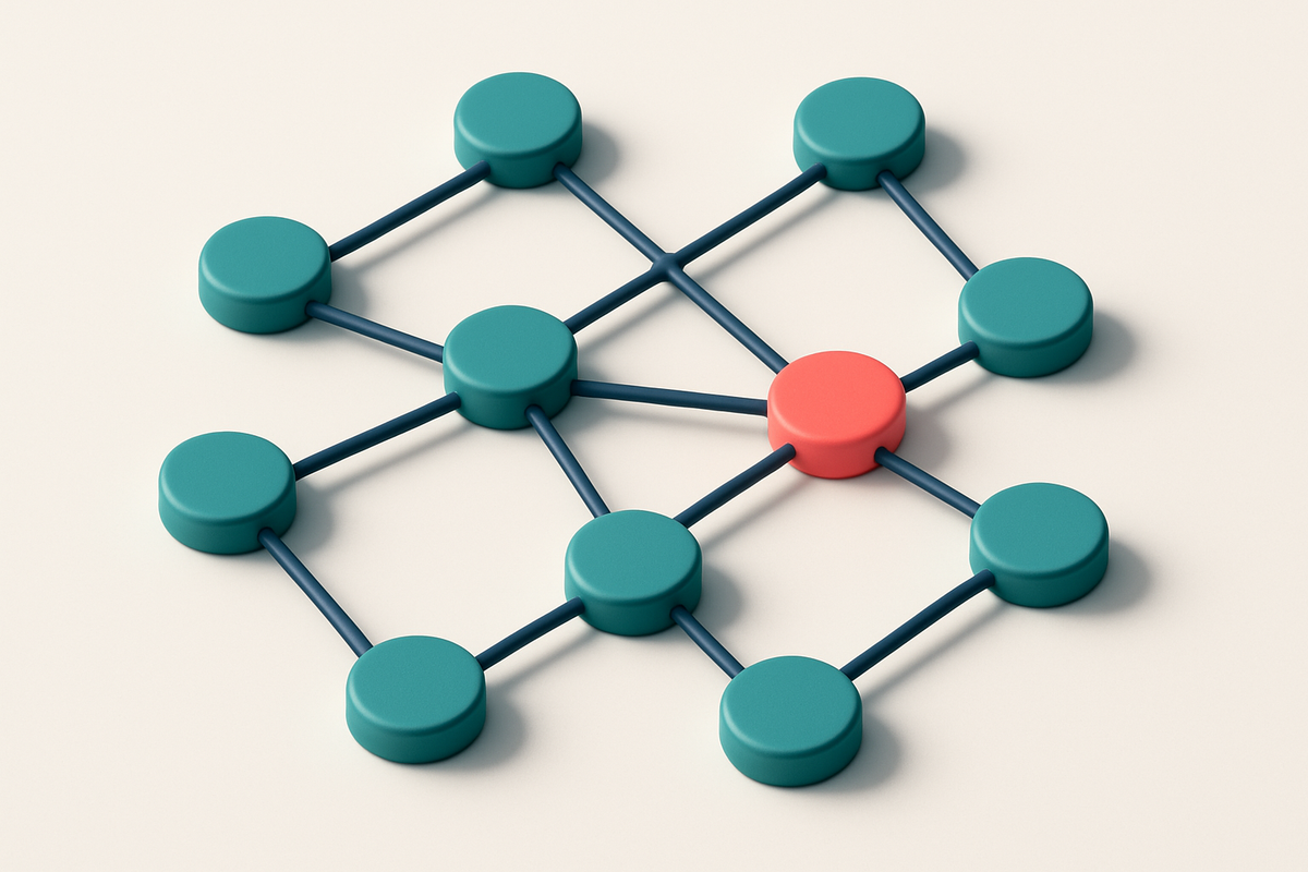 a network of small circular nodes connected by lines