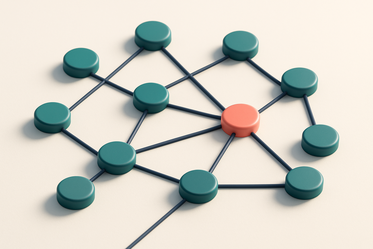 a network of small circular nodes connected by lines