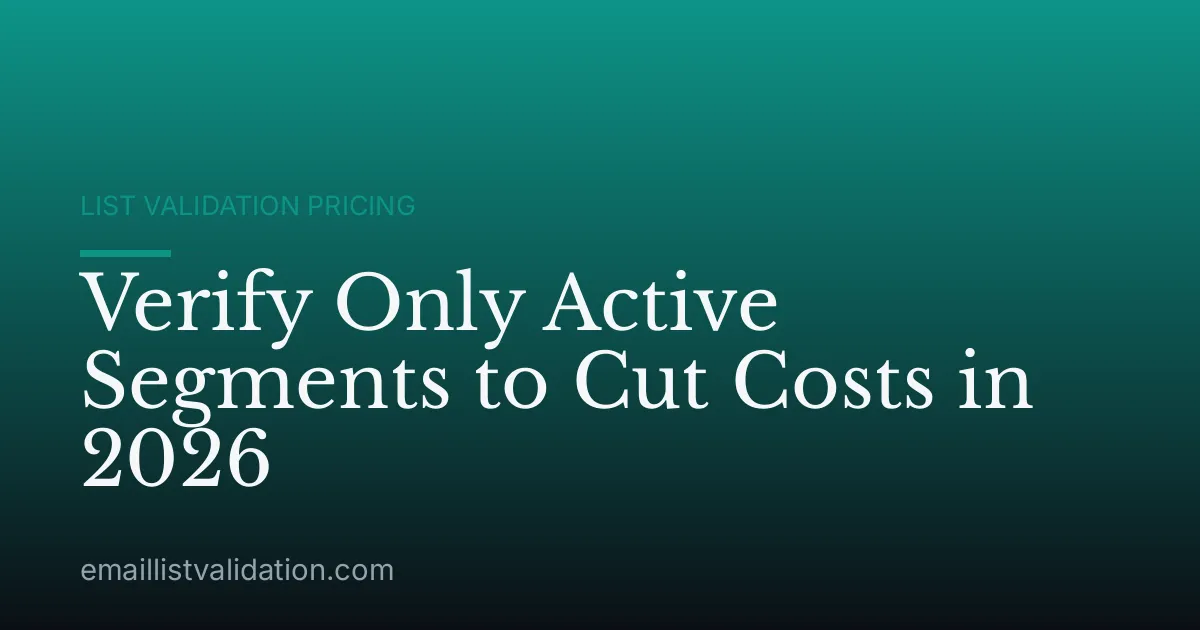 Verify Only Active Segments to Cut Costs in 2026