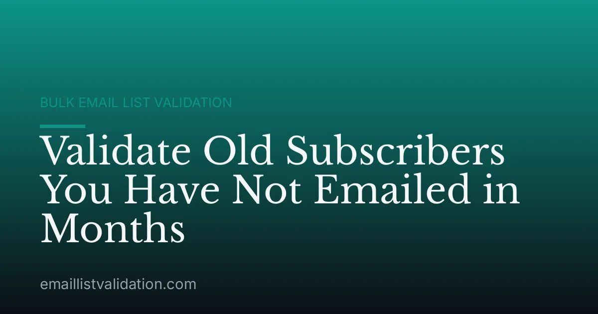 Validate Old Subscribers You Have Not Emailed in Months