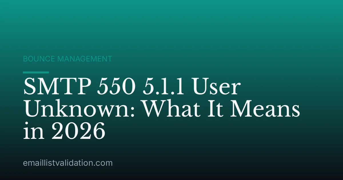 SMTP 550 5.1.1 User Unknown: What It Means in 2026