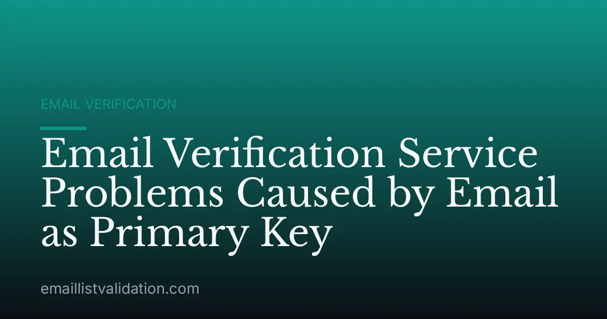 Email Verification Service Problems Caused by Email as Primary Key