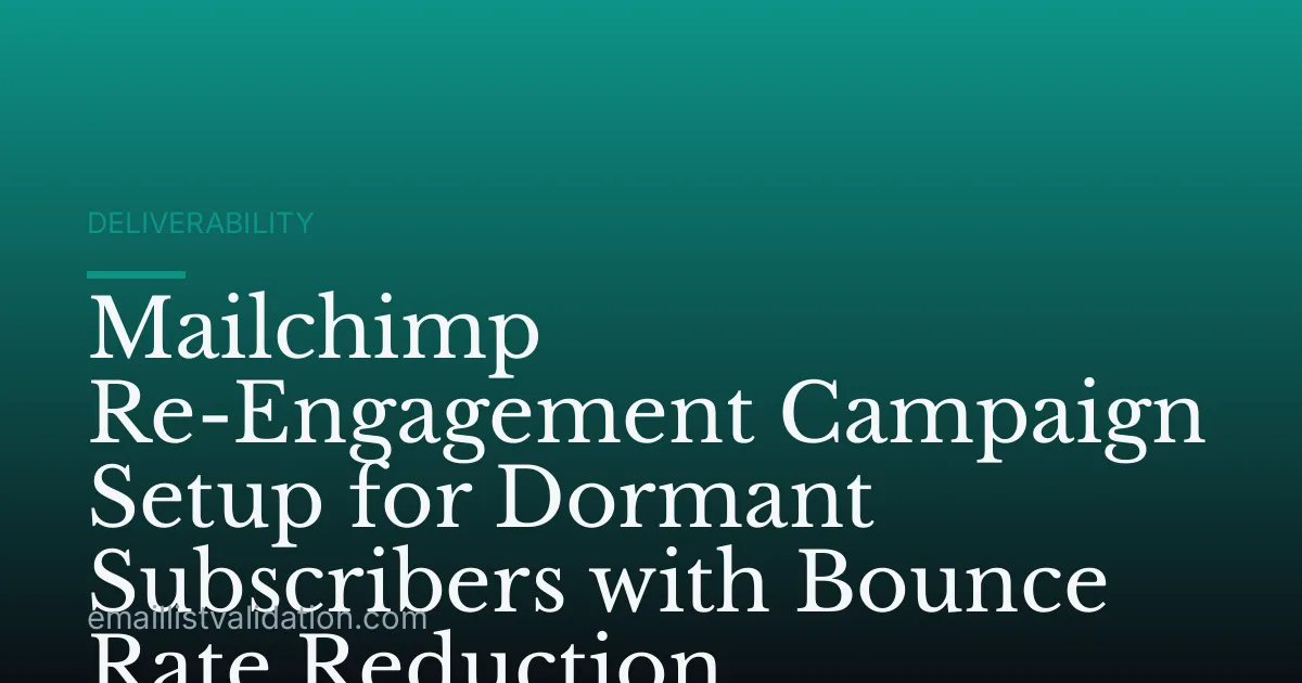 Mailchimp Re-Engagement Campaign Setup for Dormant Subscribers with Bounce Rate Reduction
