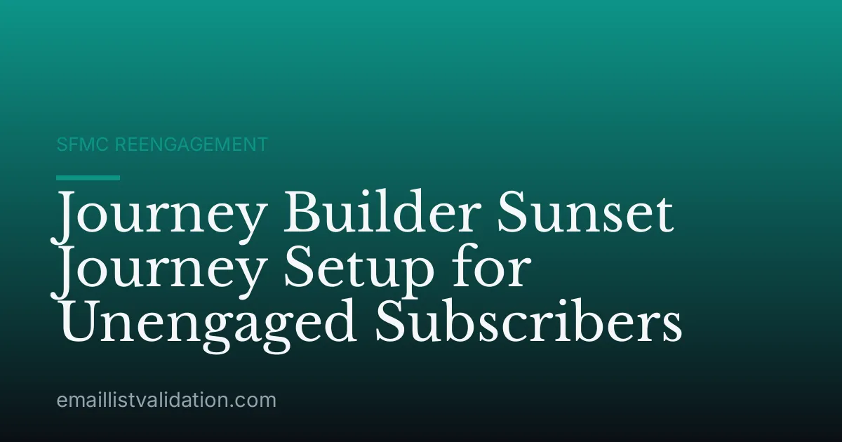 Journey Builder Sunset Journey Setup for Unengaged Subscribers