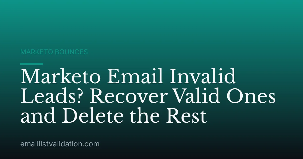 Marketo Email Invalid Leads? Recover Valid Ones and Delete the Rest