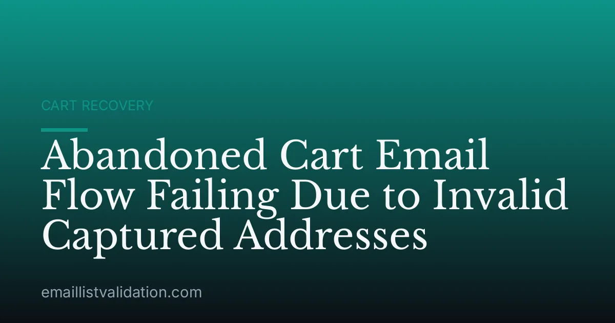 Abandoned Cart Email Flow Failing Due to Invalid Captured Addresses