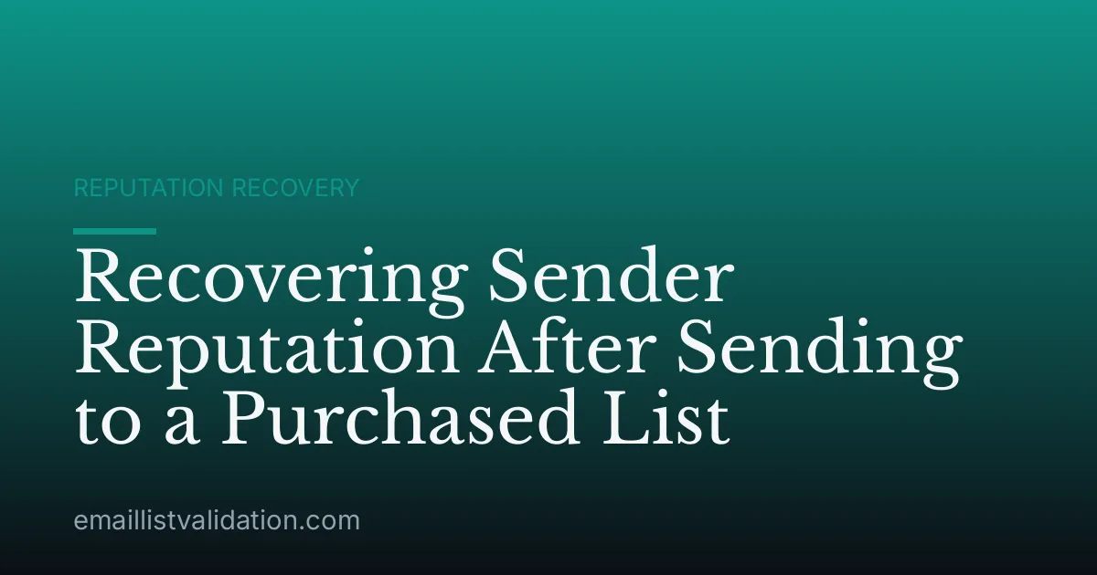 Recovering Sender Reputation After Sending to a Purchased List
