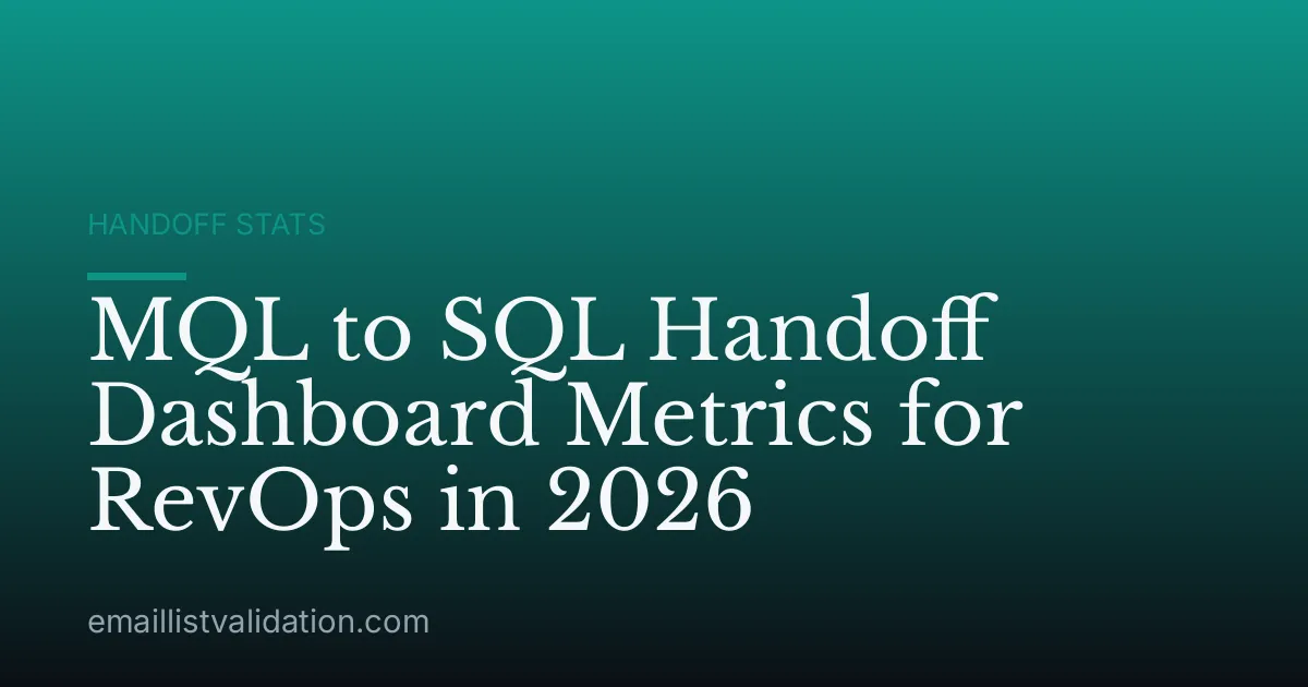 MQL to SQL Handoff Dashboard Metrics for RevOps in 2026