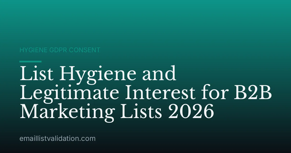 List Hygiene and Legitimate Interest for B2B Marketing Lists 2026