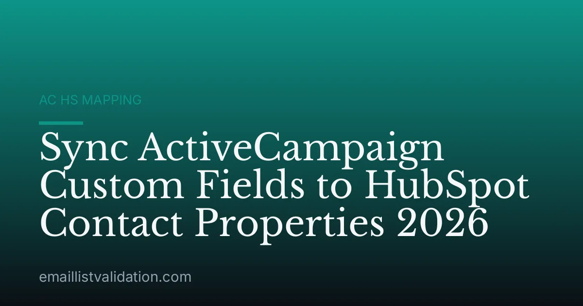 Sync ActiveCampaign Custom Fields to HubSpot Contact Properties 2026