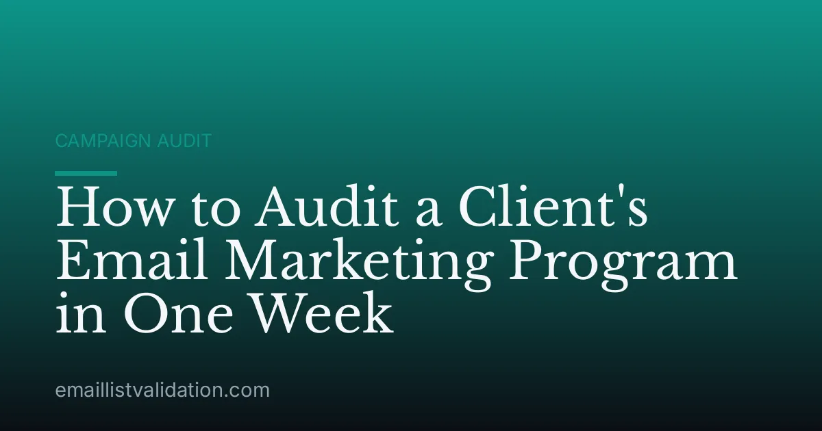 How to Audit a Client's Email Marketing Program in One Week
