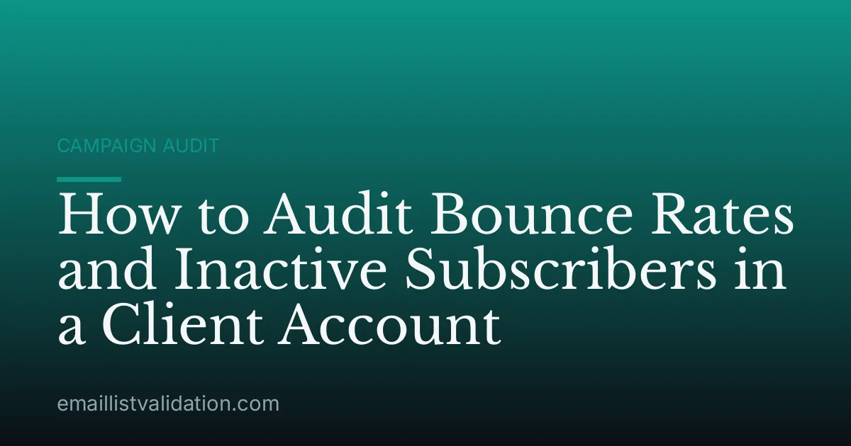How to Audit Bounce Rates and Inactive Subscribers in a Client Account