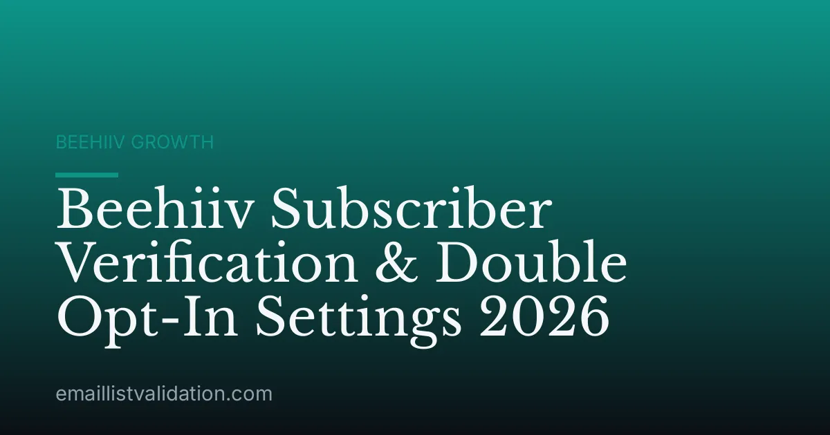 Beehiiv Subscriber Verification & Double Opt-In Settings 2026