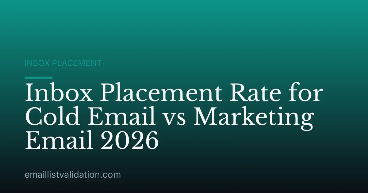 Inbox Placement Rate for Cold Email vs Marketing Email 2026