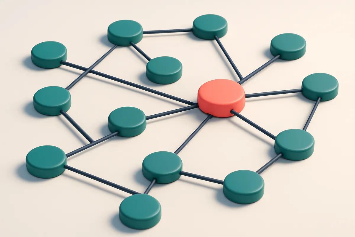 a network of small circular nodes connected by lines
