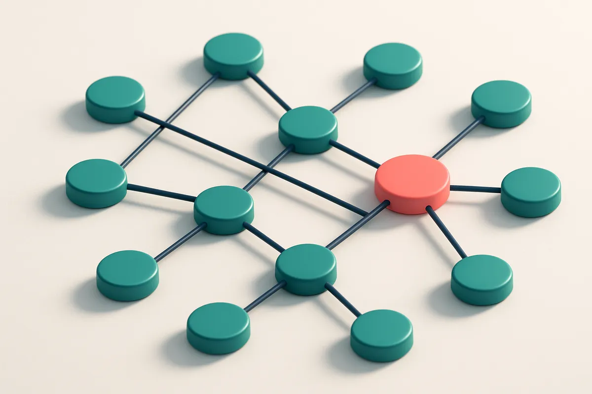 a network of small circular nodes connected by lines