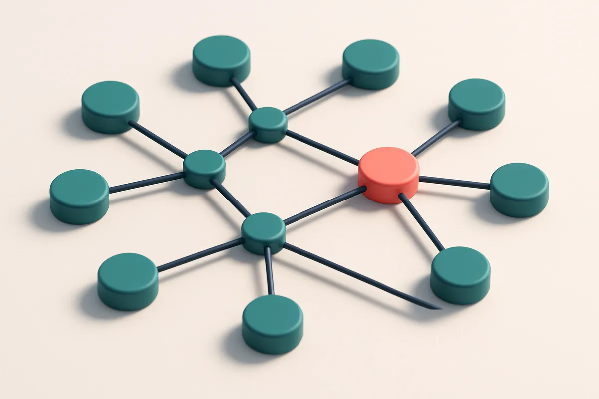 a network of small circular nodes connected by lines