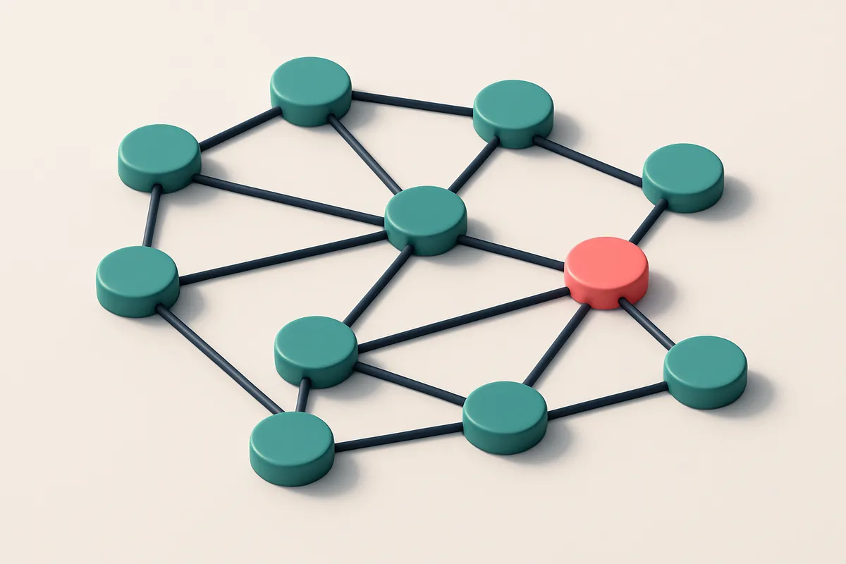 a network of small circular nodes connected by lines