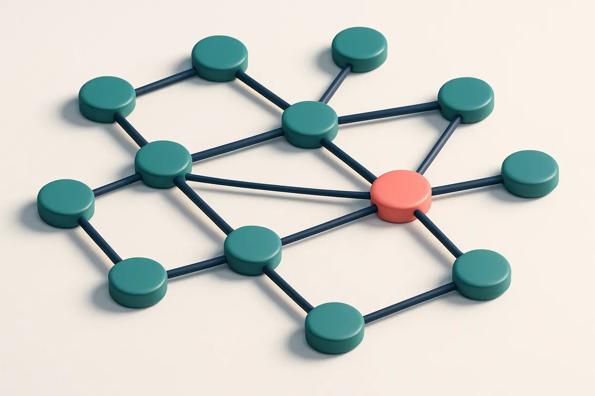 a network of small circular nodes connected by lines