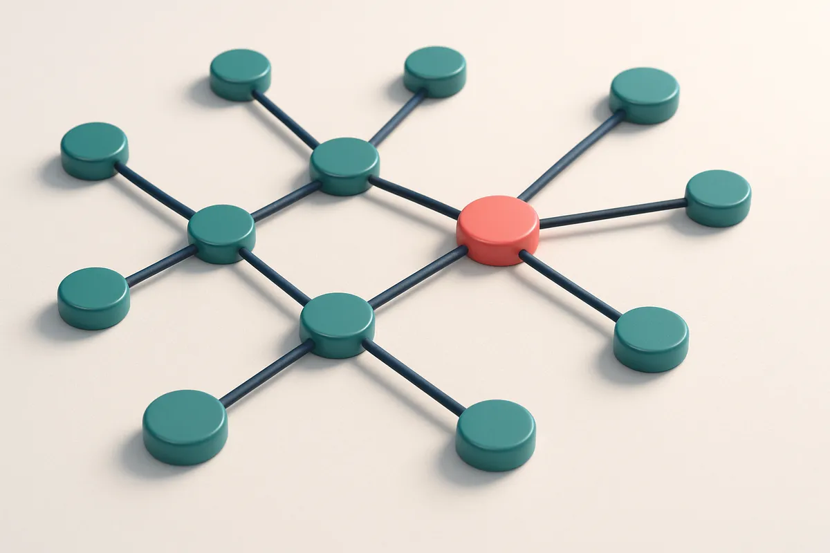 a network of small circular nodes connected by lines