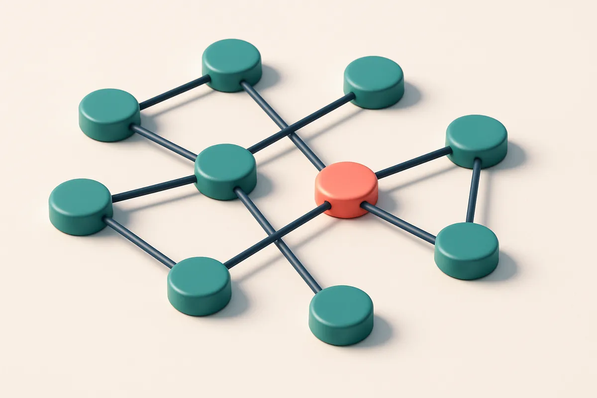 a network of small circular nodes connected by lines