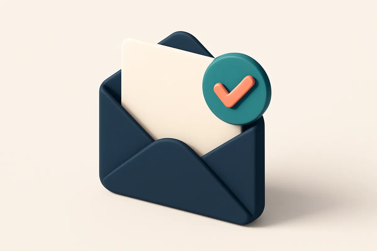 Hero: a single envelope with a checkmark inside