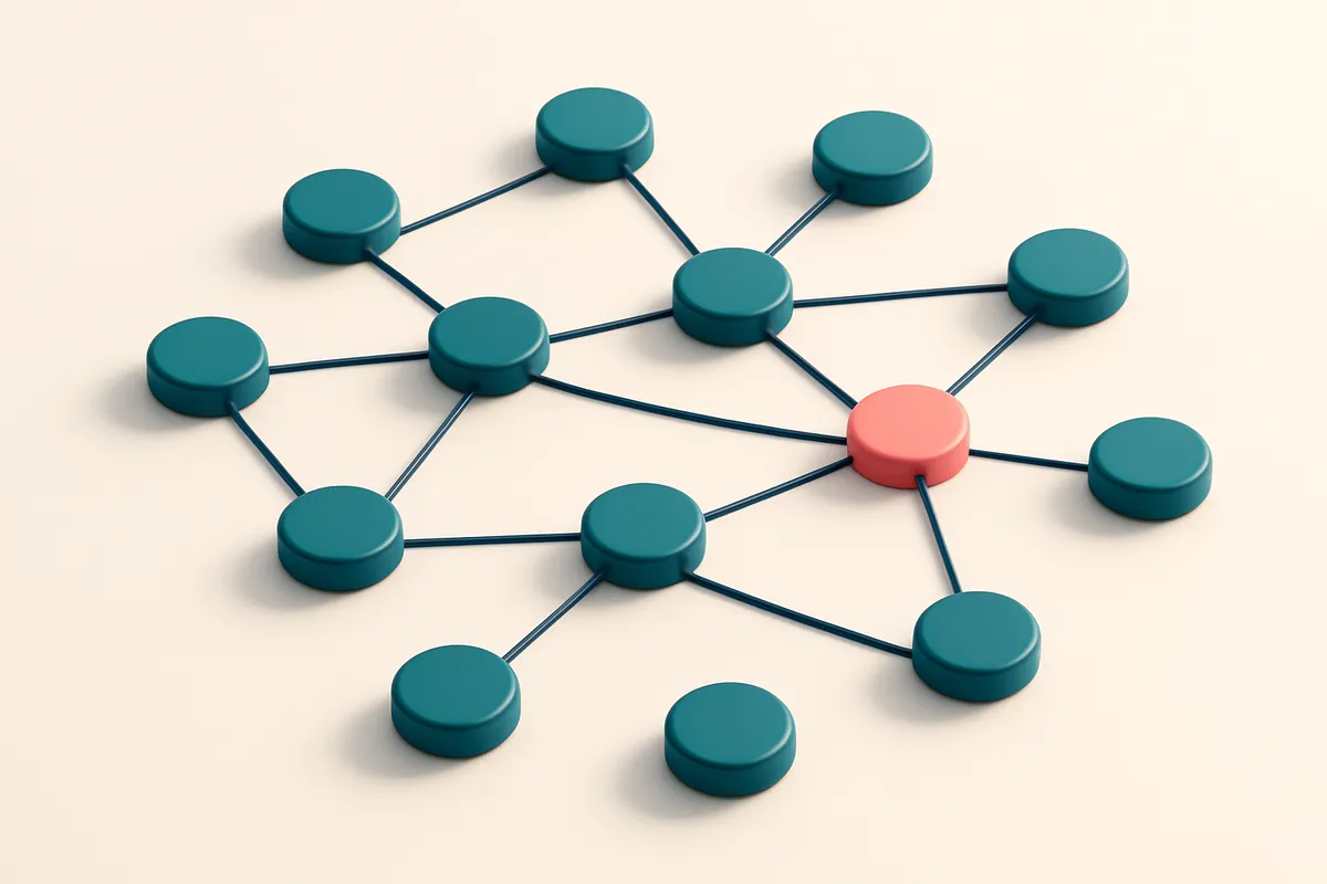 A network of small circular nodes connected by lines