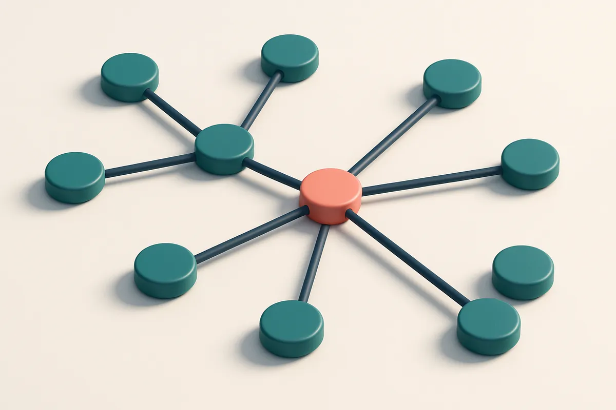a network of small circular nodes connected by lines