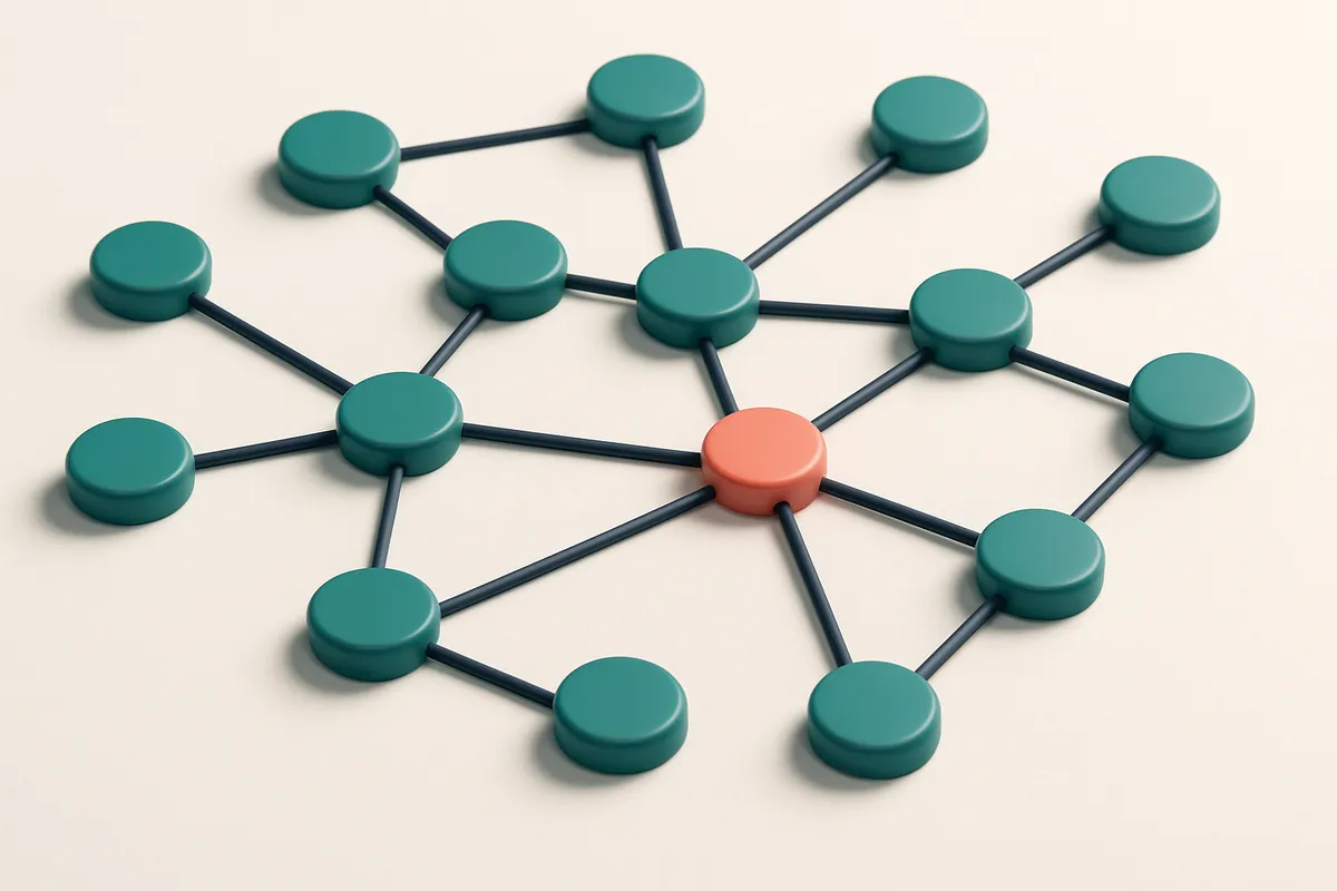 a network of small circular nodes connected by lines