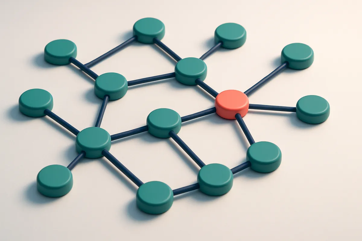 a network of small circular nodes connected by lines
