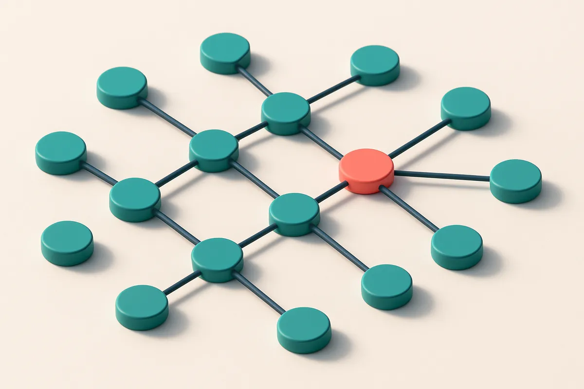 a network of small circular nodes connected by lines