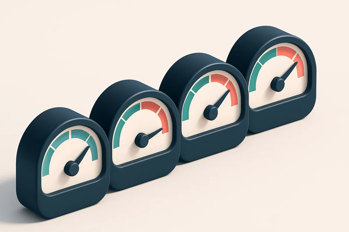A row of four gauges, each labeled with a different verification metric: Syntax, Domain, Mailbox, Risk