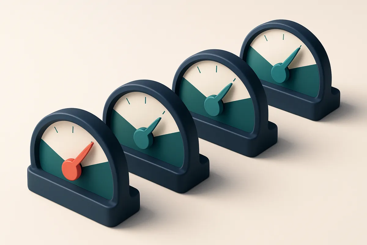 a row of four gauges labeled 'Bounce Rate', 'Deliverability', 'Reputation', 'Engagement'