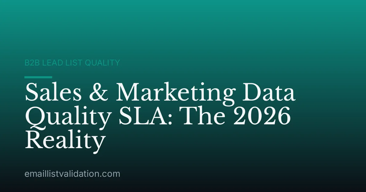Sales & Marketing Data Quality SLA: The 2026 Reality