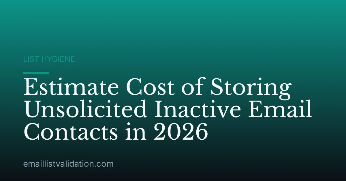 Estimate Cost of Storing Unsolicited Inactive Email Contacts in 2026