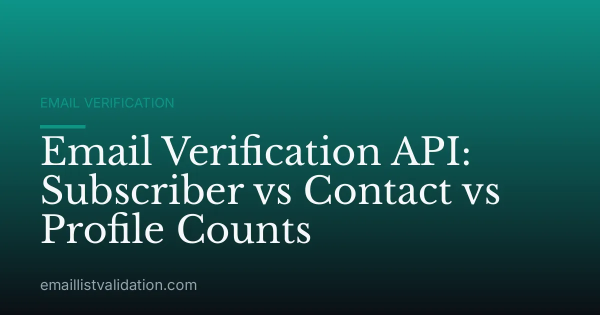 Email Verification API: Subscriber vs Contact vs Profile Counts