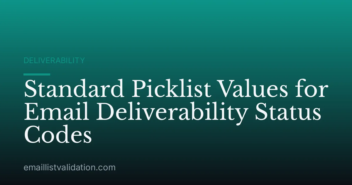Standard Picklist Values for Email Deliverability Status Codes