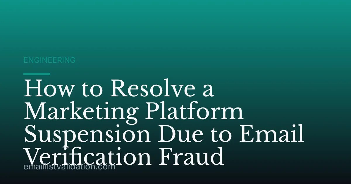 How to Resolve a Marketing Platform Suspension Due to Email Verification Fraud