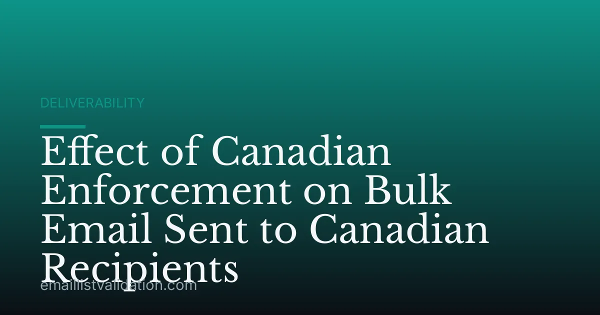 Effect of Canadian Enforcement on Bulk Email Sent to Canadian Recipients