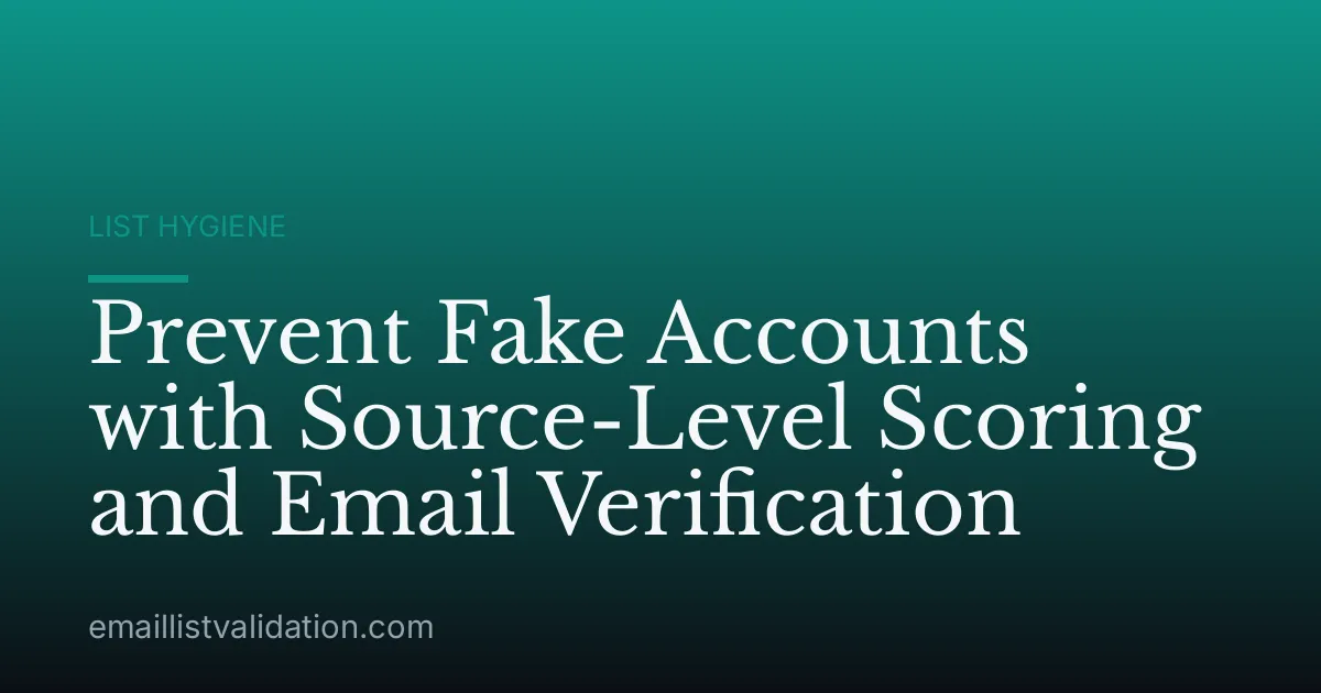 Prevent Fake Accounts with Source-Level Scoring and Email Verification
