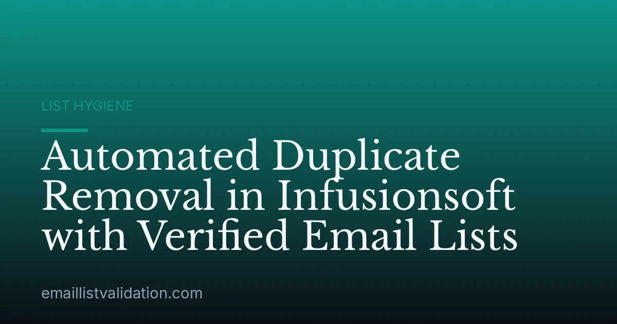 Automated Duplicate Removal in Infusionsoft with Verified Email Lists