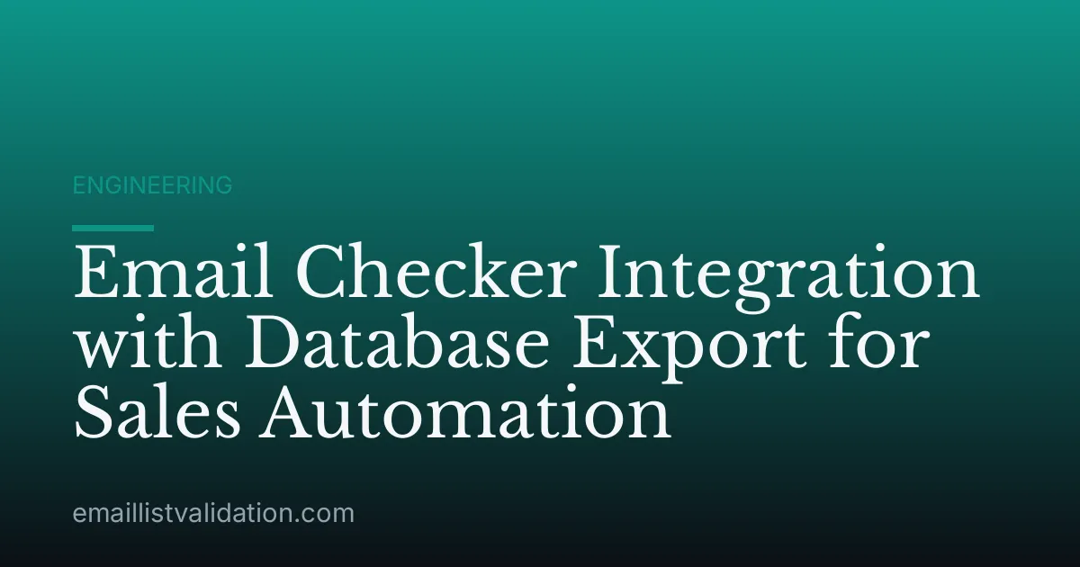 Email Checker Integration with Database Export for Sales Automation