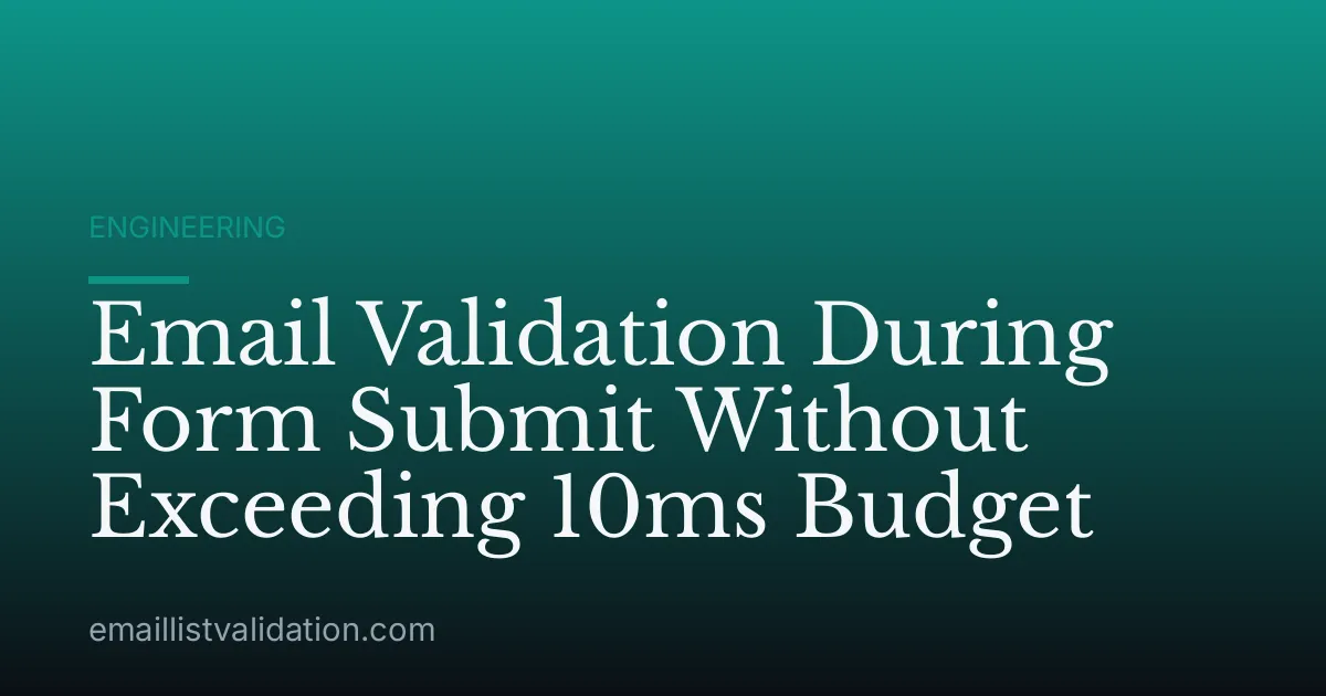 Email Validation During Form Submit Without Exceeding 10ms Budget