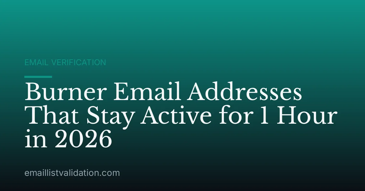 Burner Email Addresses That Stay Active for 1 Hour in 2026