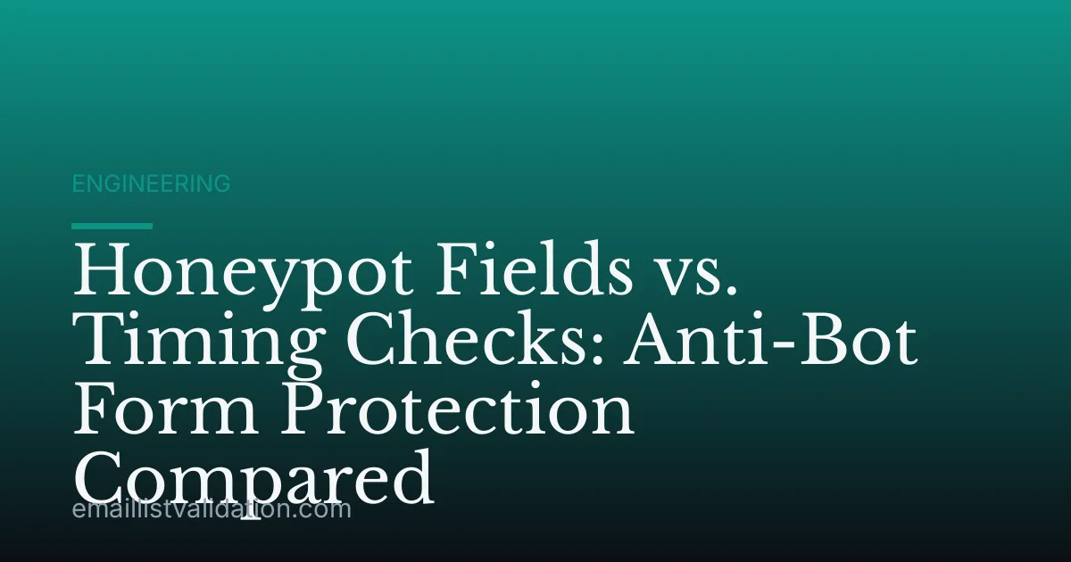Honeypot Fields vs. Timing Checks: Anti-Bot Form Protection Compared