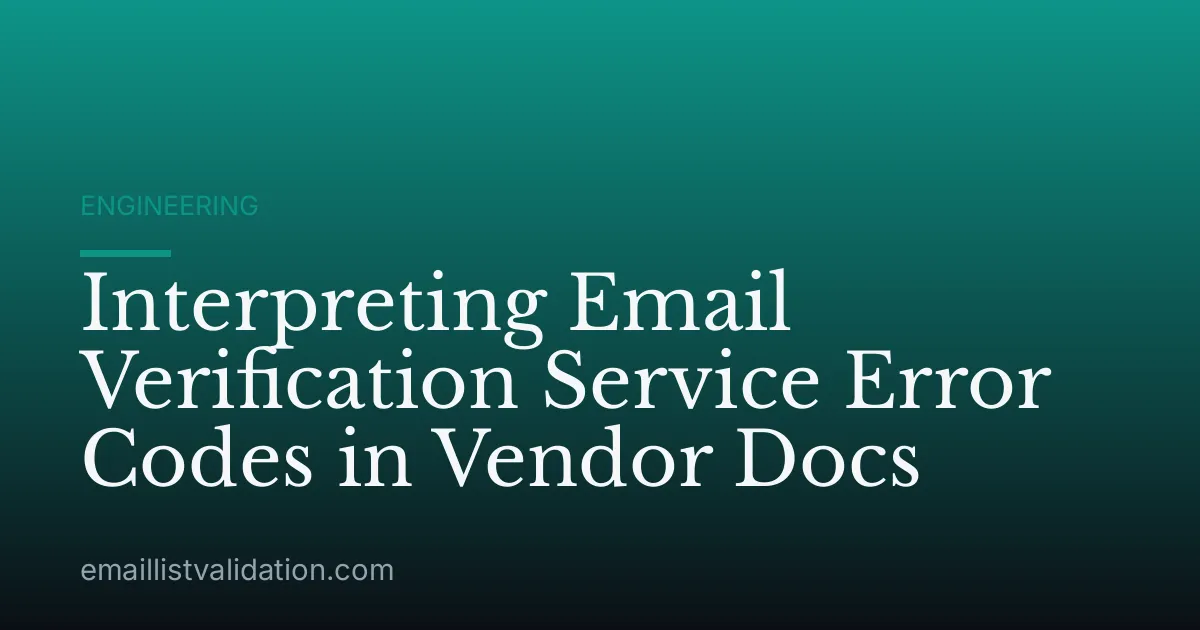 Interpreting Email Verification Service Error Codes in Vendor Docs