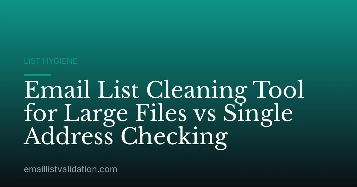 Email List Cleaning Tool for Large Files vs Single Address Checking