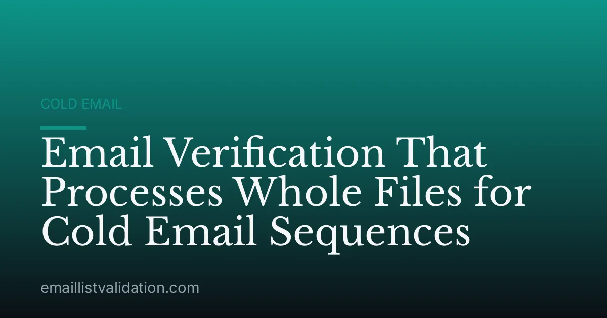Email Verification That Processes Whole Files for Cold Email Sequences